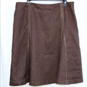 ecologie Size 14 Brown Gored Skirt Grosgrain Ribbon Details Fully Lined